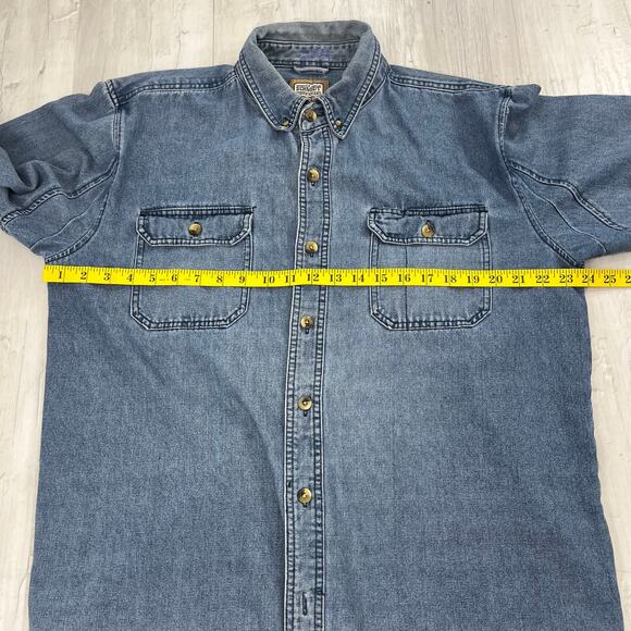 Schmidt Workwear Blue Cotton Blend Long Sleeve Button Down Denim Jean Shirt  LG - Picture 12 of 13